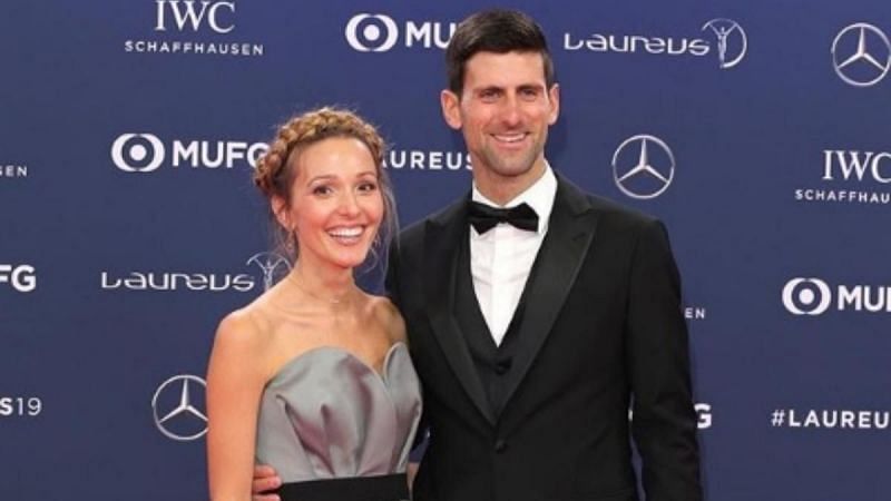 Novak Djokovic (right) and his wife Jelena Djokovic