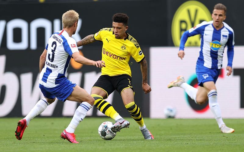 Jadon Sancho in action for Borussia Dortmund