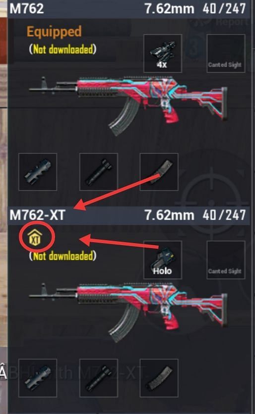 New guns have the XT symbol.