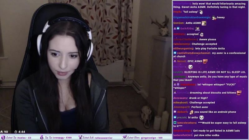Twitch streamer Sweet Anita during a live stream (Image Credits: Twitch )
