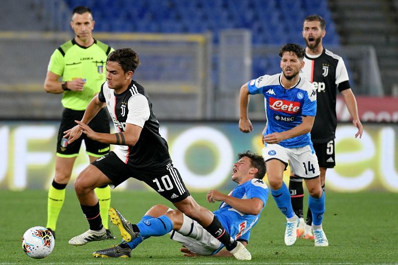 Paulo Dybala in action against Napoli in the final of the Coppa Italia