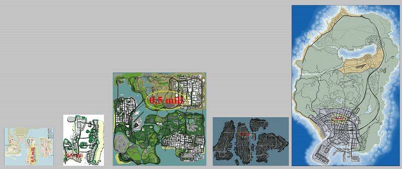 gta 4 vs gta 5 map