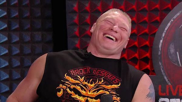 Her words put a smile on Brock&#039;s face (Pic Source: WWE)