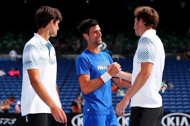 Pierre-Hugues Herbert, Novak Djokovic and Nicolas Mahut