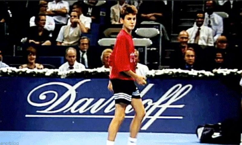 Roger Federer as a ball boy in Basel in the early &#039;90s.