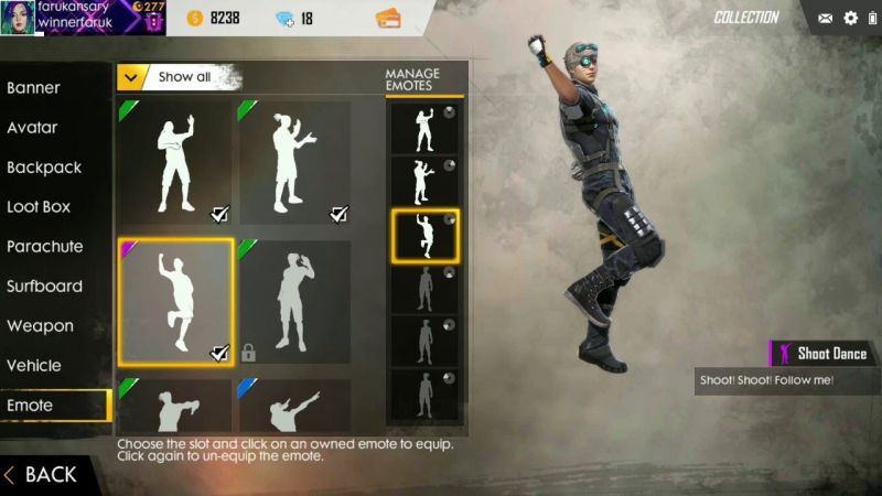 How To Equip Emotes In Free Fire