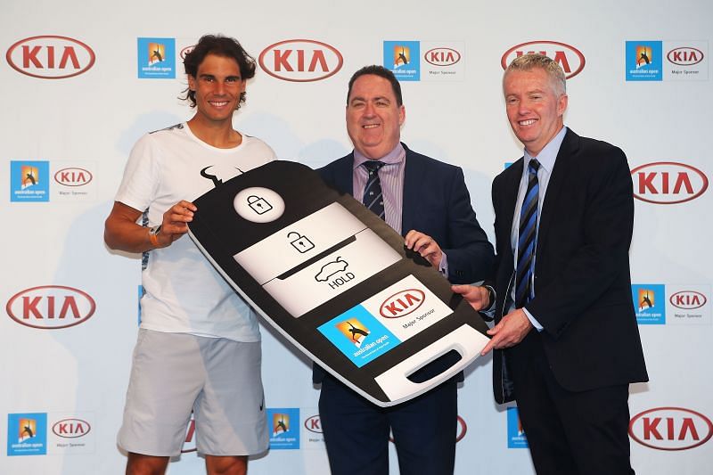 Kia COO Damien Meredith and Australian Open Tournament Director Craig Tiley in 2016