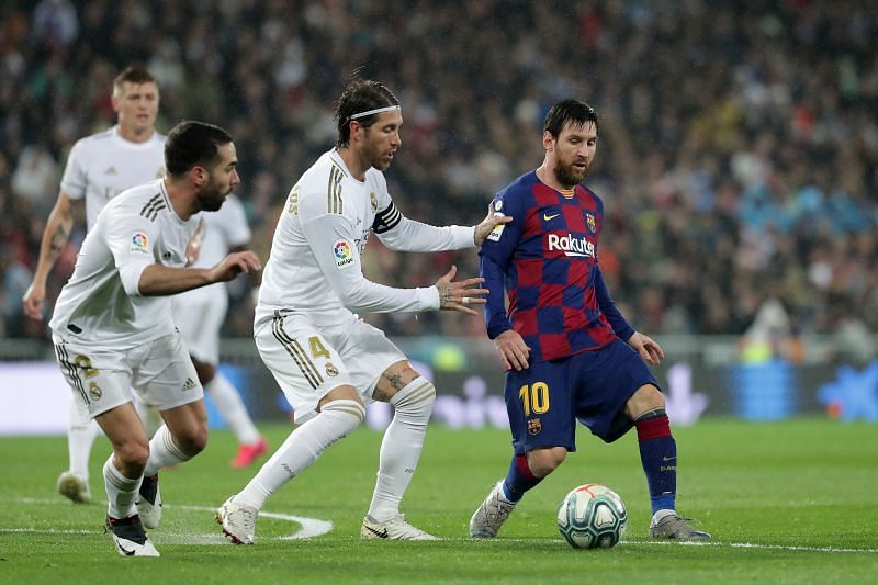 Lionel Messi in action against Real Madrid