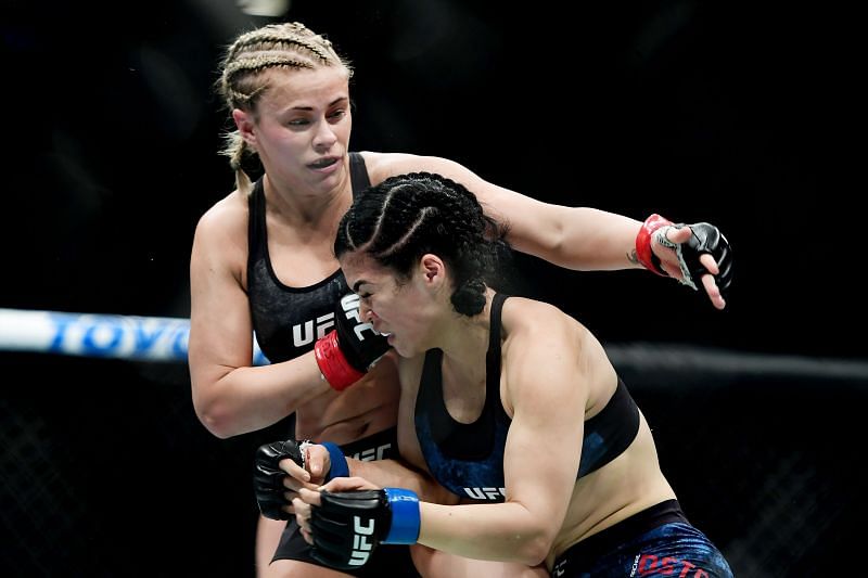 Paige VanZant (left) fights against Rachael Ostovich