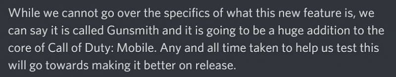 A snip from the COD Mobile discord announcement
