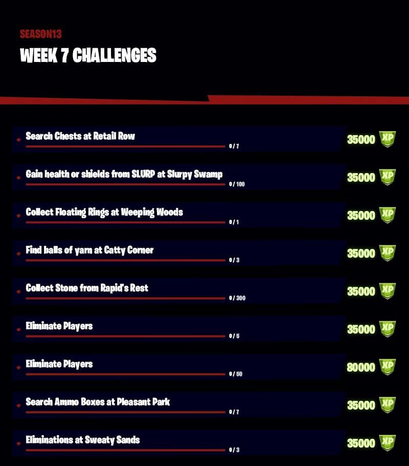 Fortnite Week 7 challenges (Image Credit: Stormscar/Twitter)