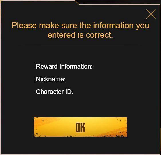 Dialogue box prompting the players to enter the details. (Picture Source: pubgmobile.com)