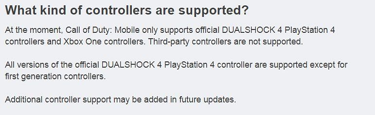 Only the PlayStation 4 and Xbox One controllers are supported