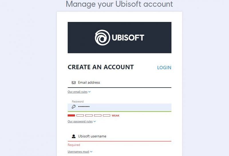 Ubisoft registration snapshot