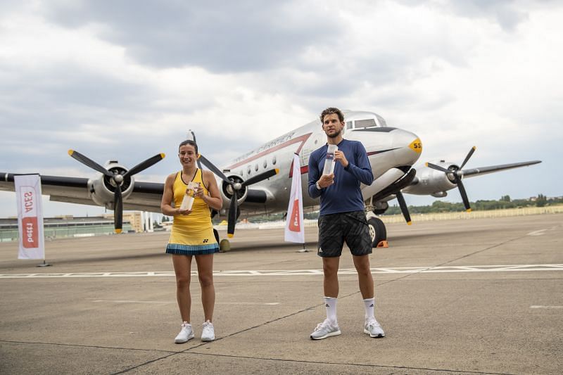 Dominic Thiem poses with the trophy after winning the Bett1Aces tournament