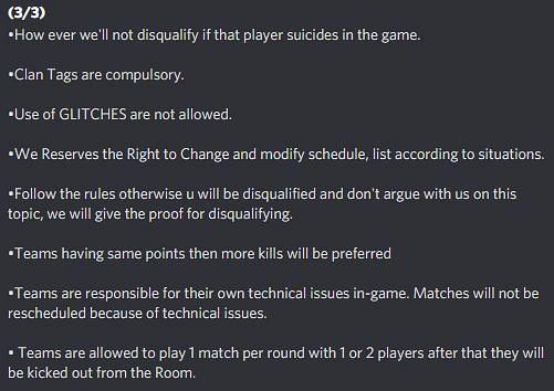 Rules 3/3 (Picture Source: PUBG Mobile lite discord server/BOC Rulebook section)