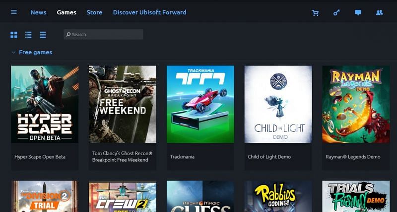 Games section in Uplay