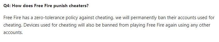 A snip from anti-cheat FAQ (Picture Courtesy: ff.garena.com)