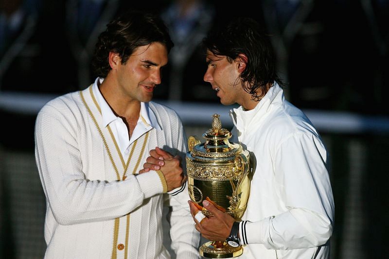 Rafael Nadal after getting the better of Roger Federer in the 2008 Wimbledon final