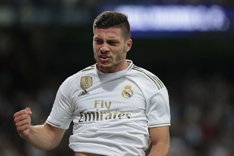 Luka Jovic celebrates a goal for Real Madrid