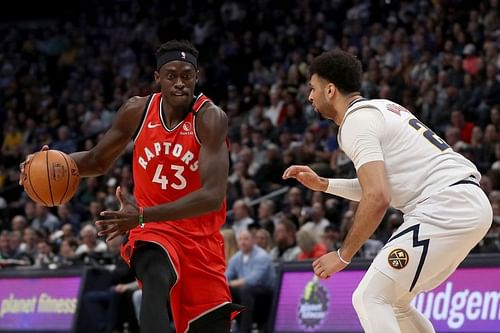 Pascal Siakam (left) in action for the Toronto Raptors.