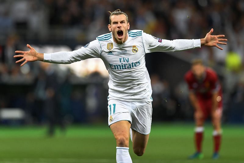 Gareth Bale celebrates after scoring in the UEFA Champions League final