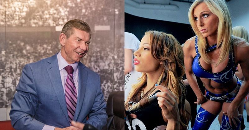 Vince McMahon, Sasha Banks and Charlotte Flair.