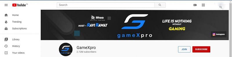 GameXpro&#039;s YouTube account (2.72m subs)