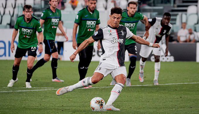 Cristiano Ronaldo scored a pair of penalties for Juventus against Atalanta.