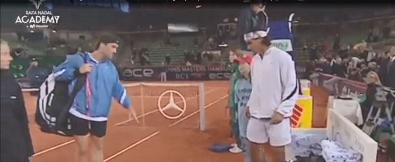 A 16 year old Rafael Nadal taking Carlos Moya&#039;s place on the bench