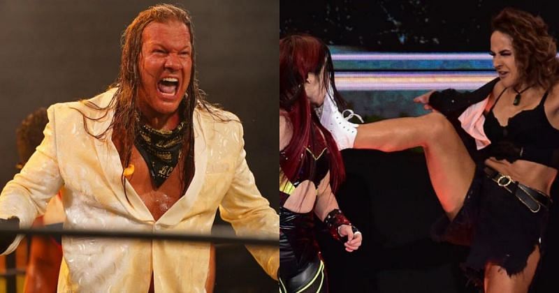 Chris Jericho, Dakota Kai laying out Io Shirai to end NXT. 