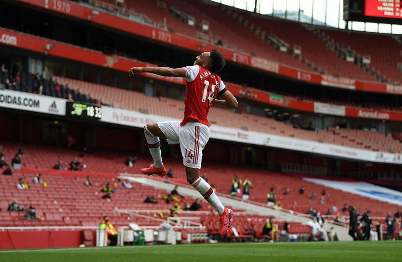 Aubameyang got off the mark after the restart with a brace against Norwich City