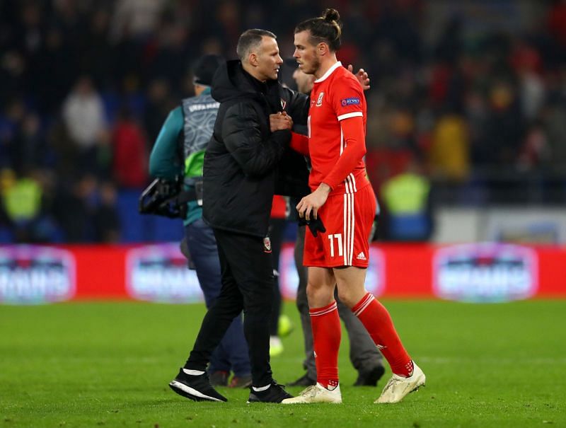 Wales coach Ryan Giggs and all-time top-scorer Gareth Bale