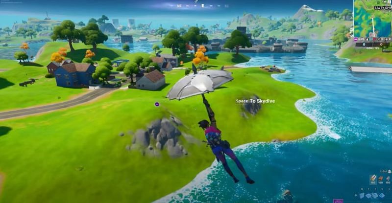Purple XP Coin at Salty Springs (Image Credits: Everyday Fortnite)