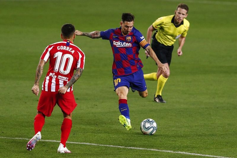 Lionel Messi lines one up against Atletico Madrid