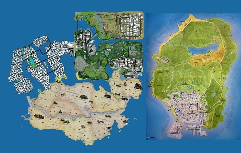 How does the Red Dead Redemption 2 map compare with the GTA V map