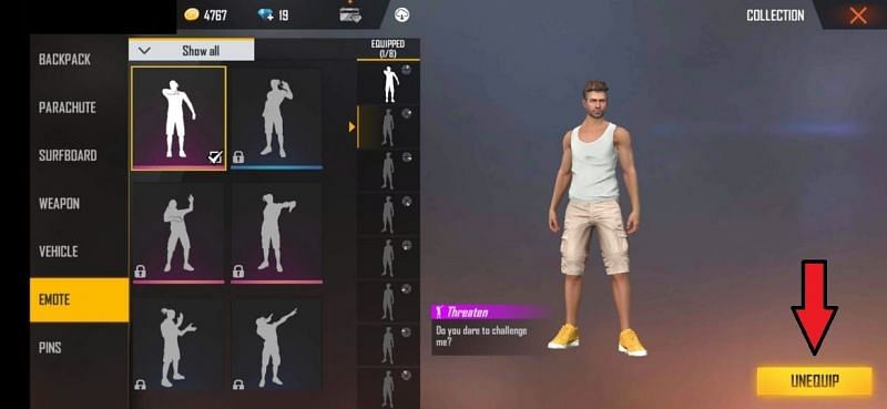 How To Equip Emotes In Free Fire - how to equip emotes roblox