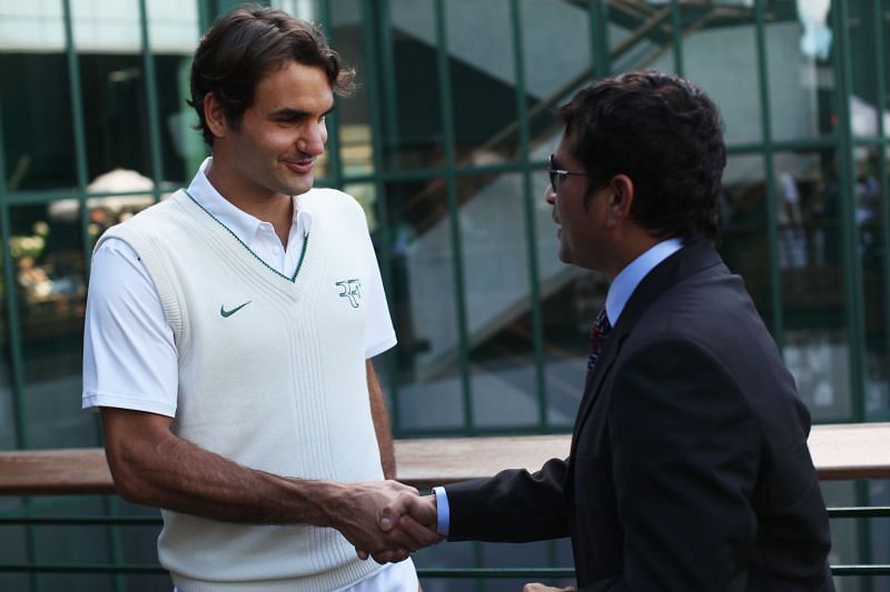 Sachin Tendulkar met Roger Federer on the sixth day of the 2011 Wimbledon