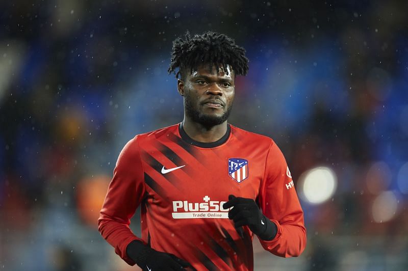 Thomas Partey during a La Liga game between SD Eibar SAD v Club Atletico de Madrid.