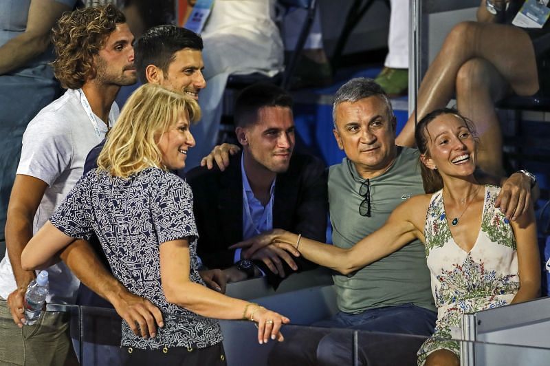 Novak Djokovic with his family