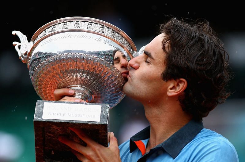 Roger Federer after winning the French Open in 2009