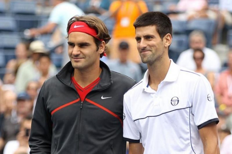 Novak Djokovic and Roger Federer ahead of their 2011 USO clash