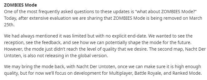 The zombie mode topic in the community update