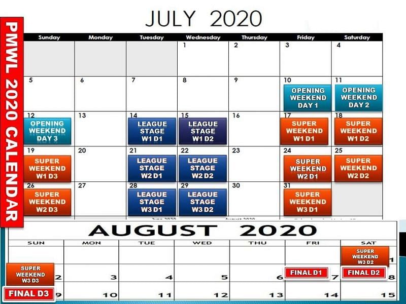 PMWL 2020 East Season Zero schedule