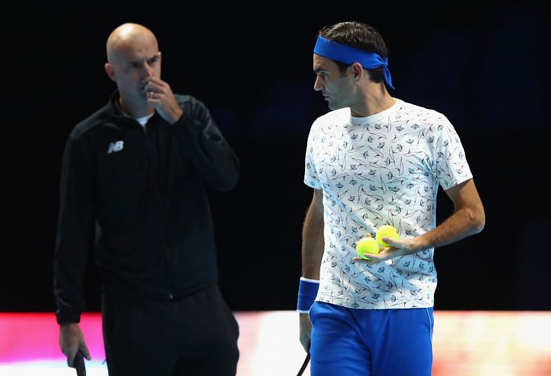 Roger Federer with coach Ivan Ljubicic