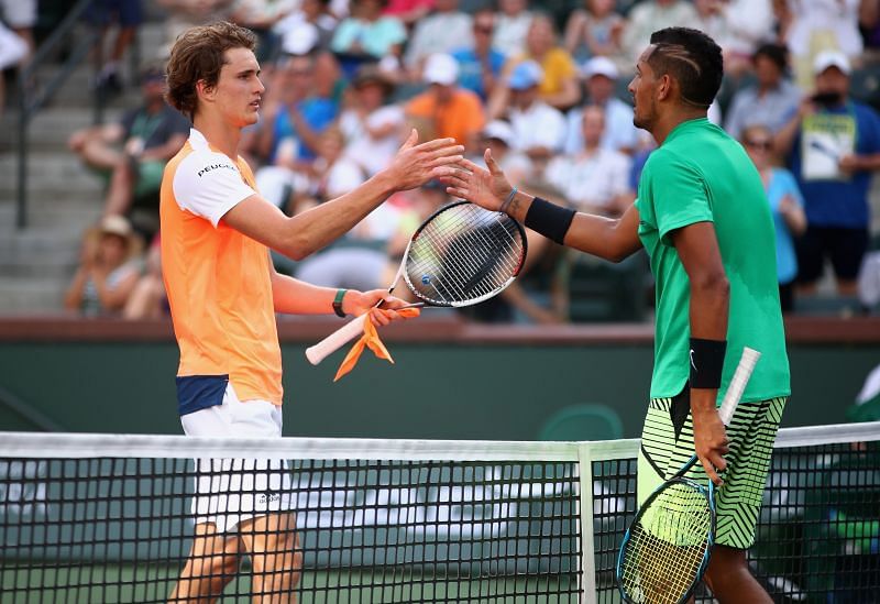 Alexander Zverev (L) and Nick Kyrgios