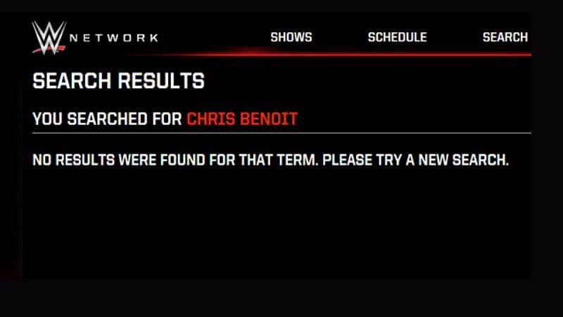 Chris Benoit&#039;s name has no search results on the WWE Network