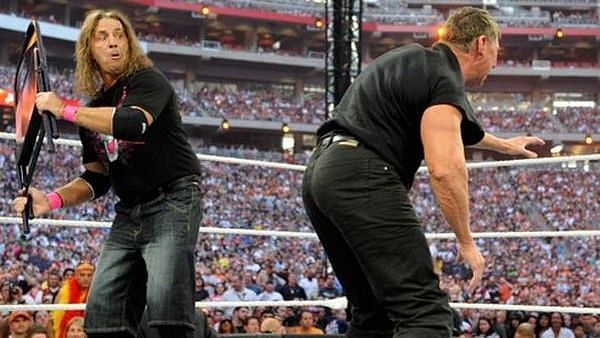 Vince McMahon and Bret Hart at WWE WrestleMania 26