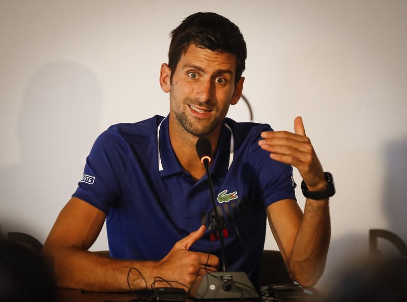 Novak Djokovic during a press conference