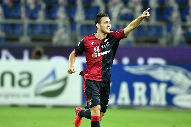 Luca Gagliano celebrating a goal on his home debut